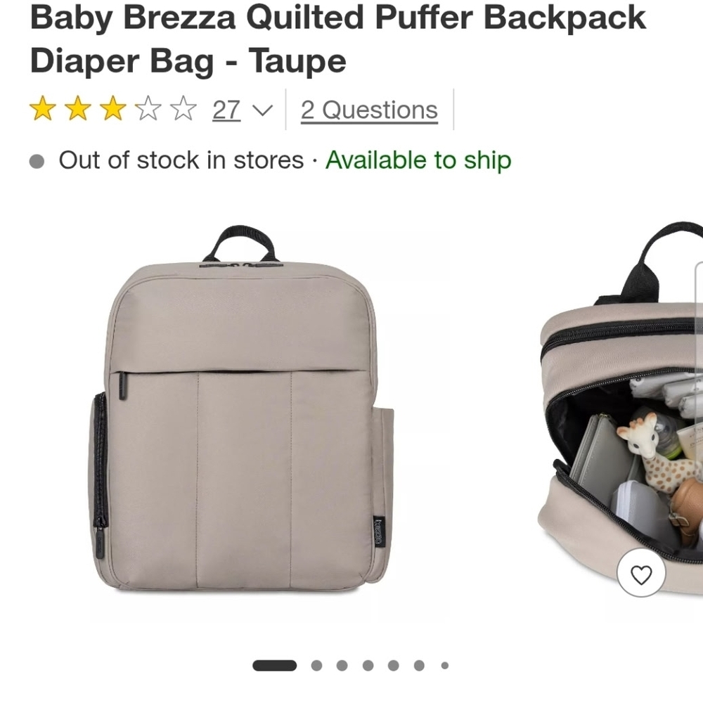 Baby Brezza Quilted Diaper Backpack - Taupe